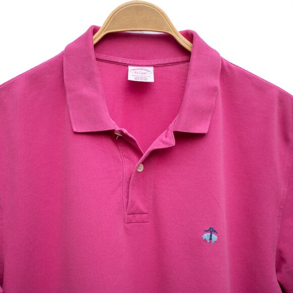 Brooks Brothers Polo Shirt Men's L Pink Performance Knit Cotton Logo Classic Fit - Picture 2 of 6